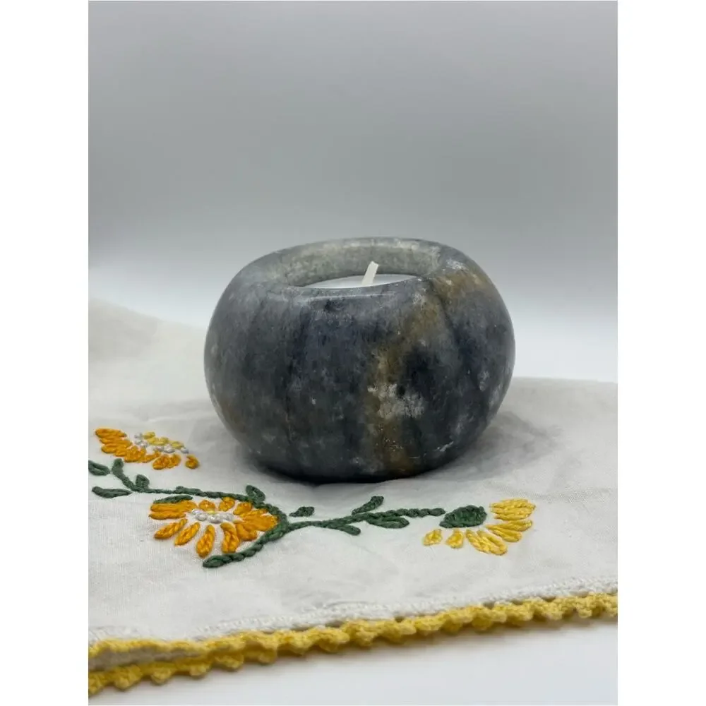 Modern Elegant Gray Marble Tealight Candle Holder Heavy